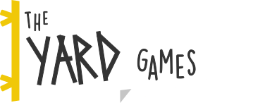 Stylized logo of The Yard Games with a white pennant design and black text.